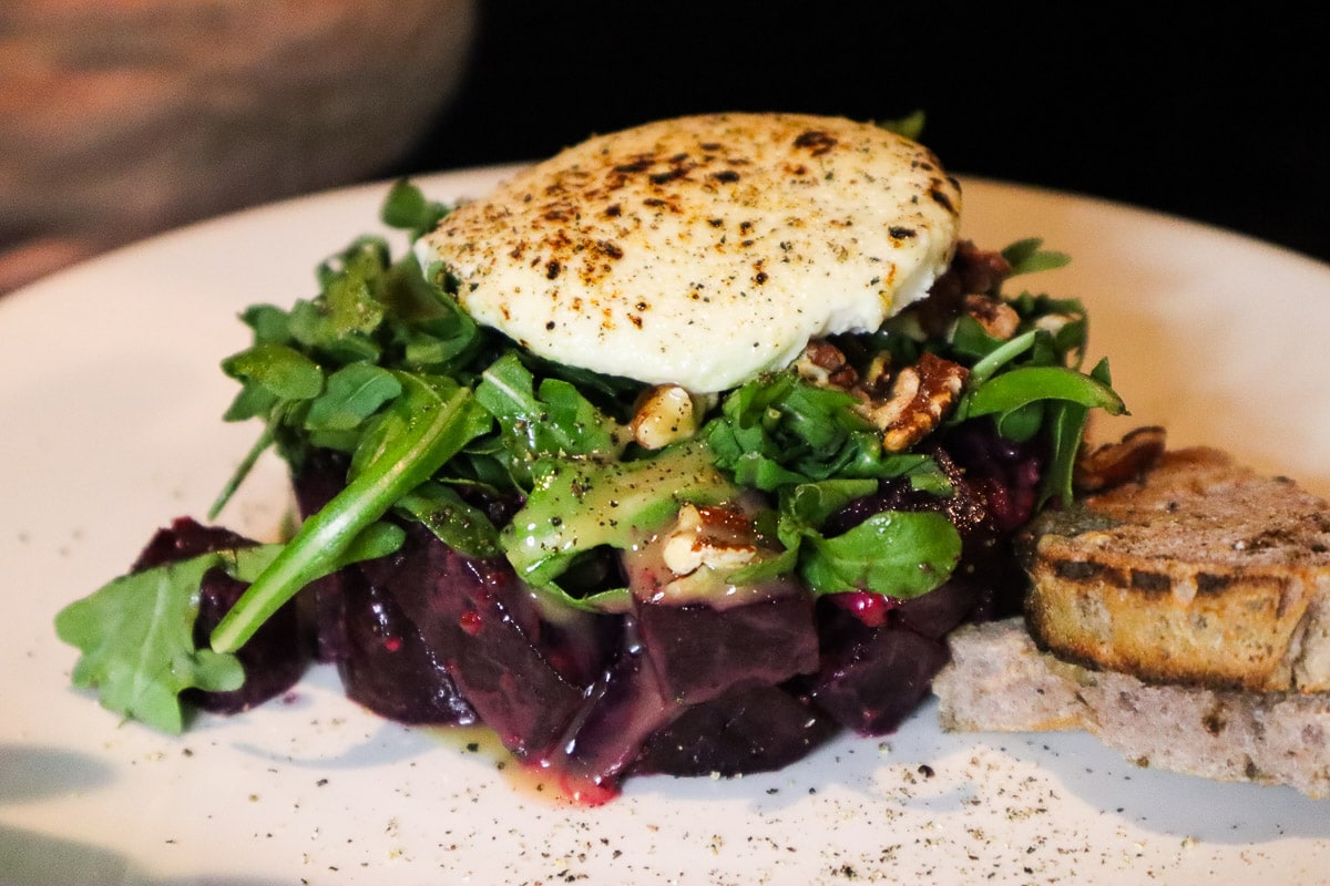 Goats cheese and beet salad at Les Enfants Terribles, Montreal