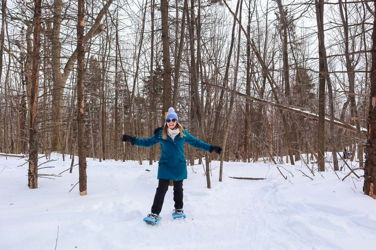 Snow shoeing in Mount Royal Park, Montreal