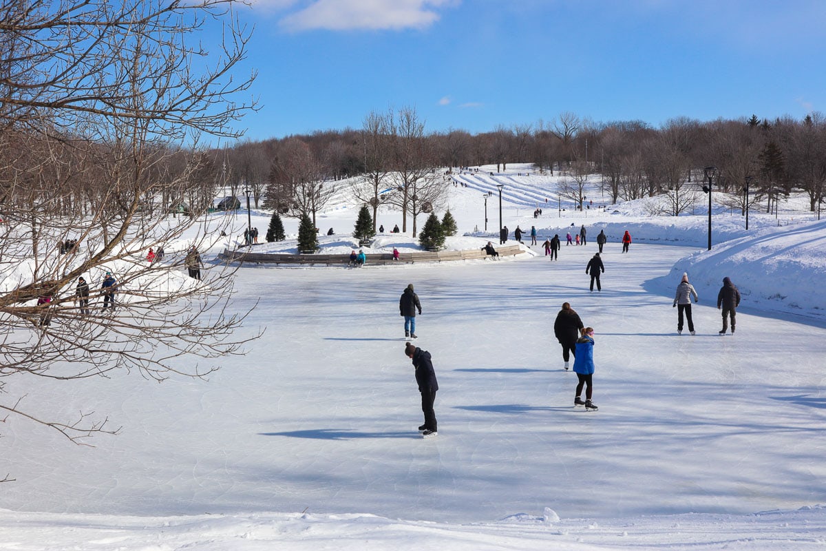 Ice skating on Beaver Lake, Mount Royal, Montreal