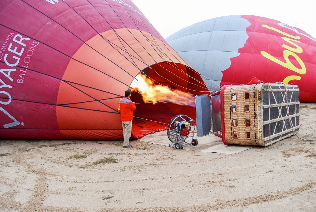 Preparing for our hot air balloon ride in Cappadocia