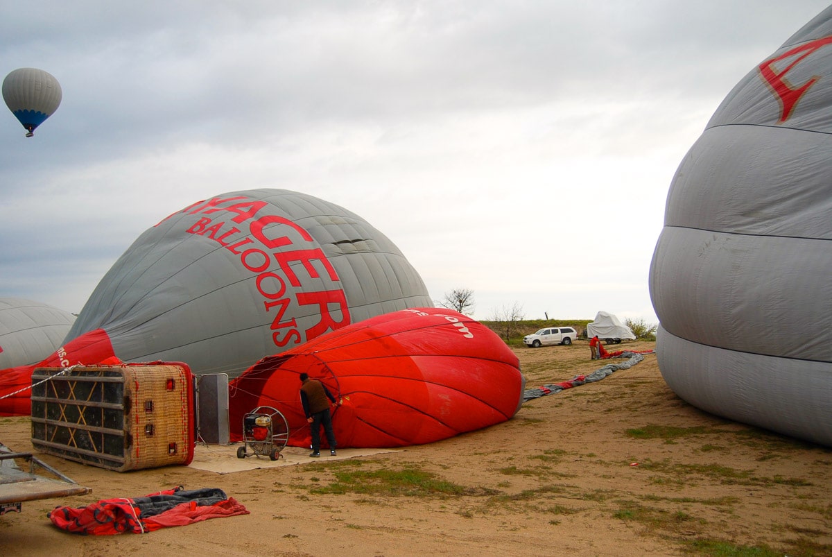 Preparing for our hot air balloon ride in Cappadocia