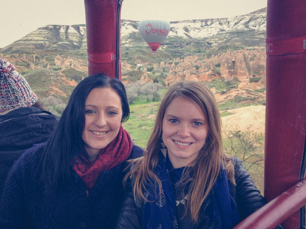 Enjoying a hot air balloon ride in Cappadocia, Turkey