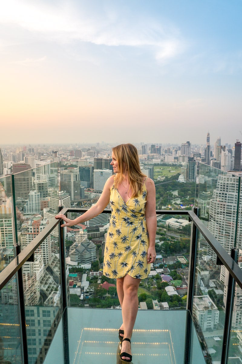 Enjoying the sunset at Banyan Tree Bangkok