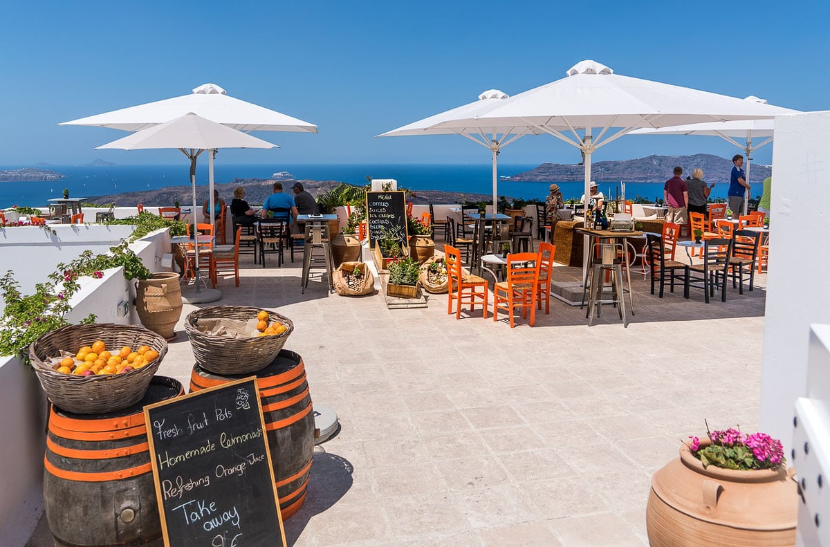 Restaurant in Santorini, Greece