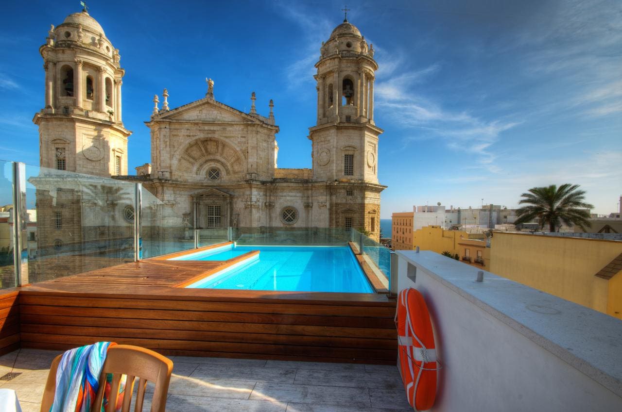 Swimming pool on the roof of Hotel La Catedral, Cadiz