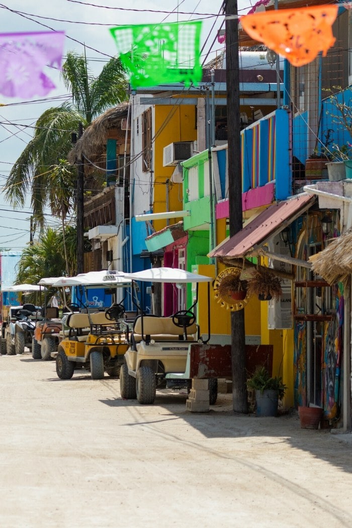 Golf buggies on Isla Holbox Mexico