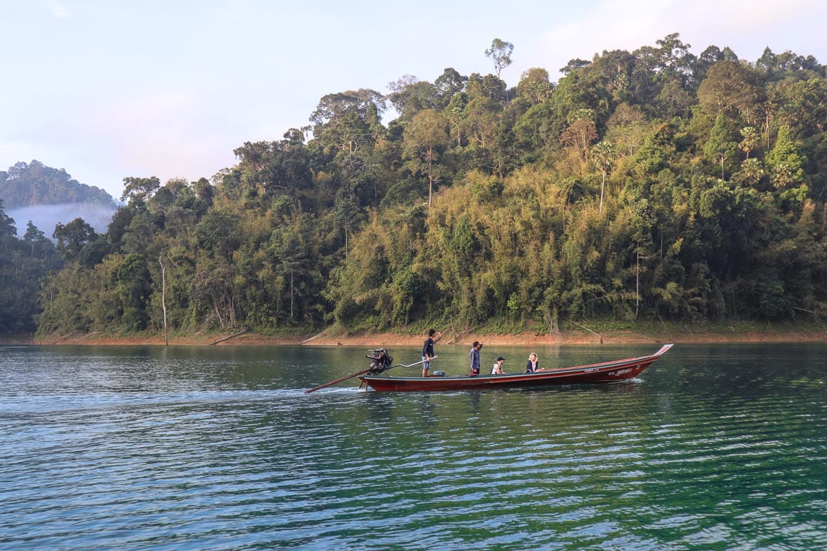 Beautiful views of Chow Lan Lake in Khao Sok National Park Thailand