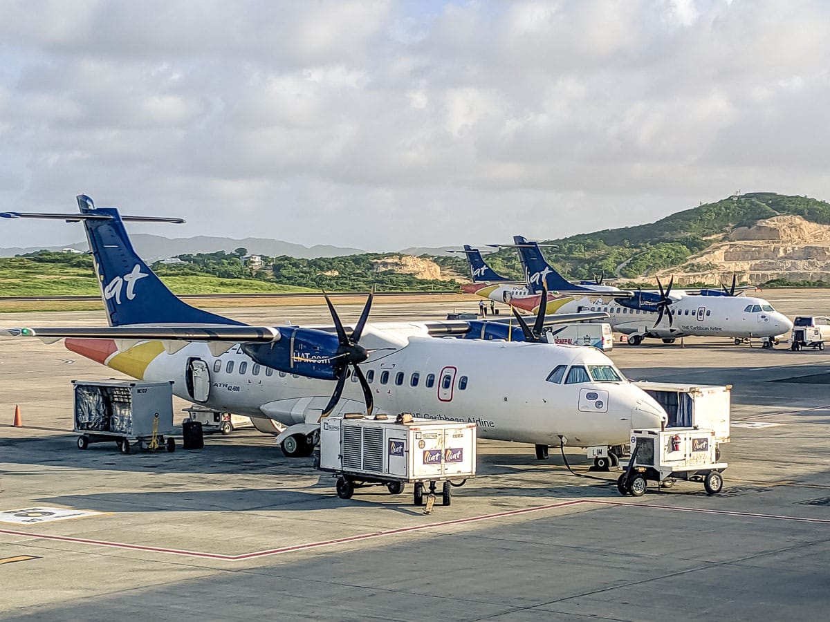 LIAT plane at Douglas–Charles Airport, Dominica 