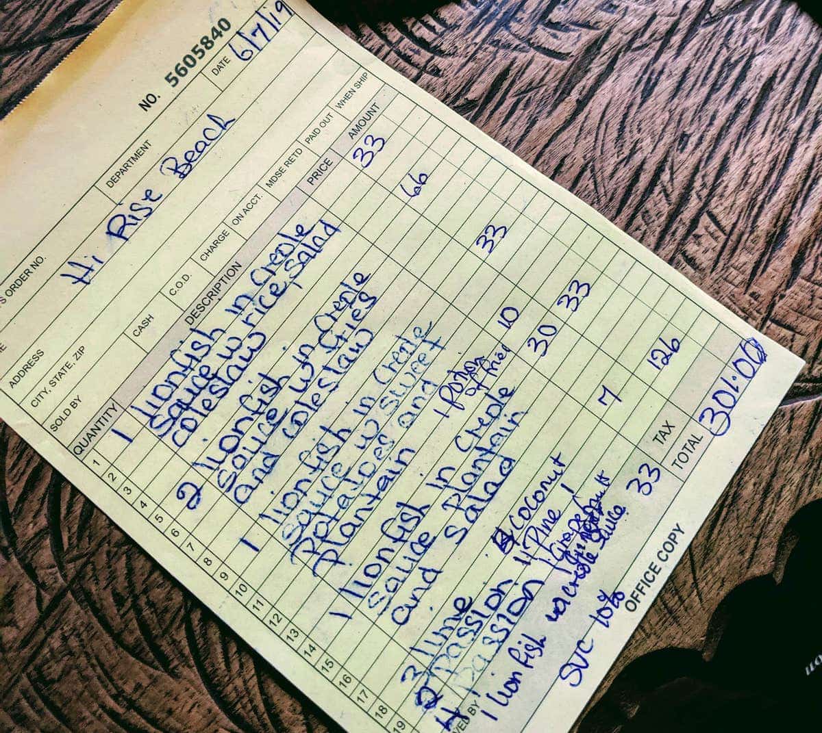 travel to dominica Hi Rise Restaurant Receipt - Dominica
