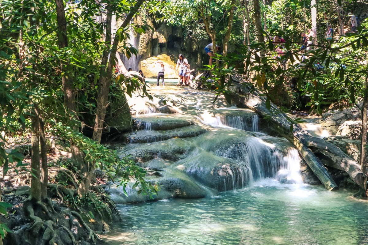 Beautiful cascades at Erawan Waterfalls, Thailand