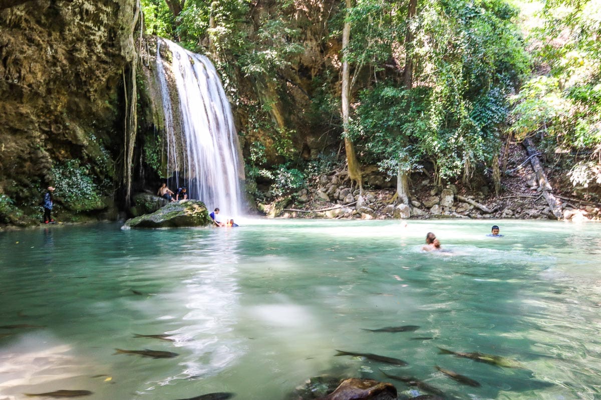 Fish at Erawan Waterfalls, Thailand