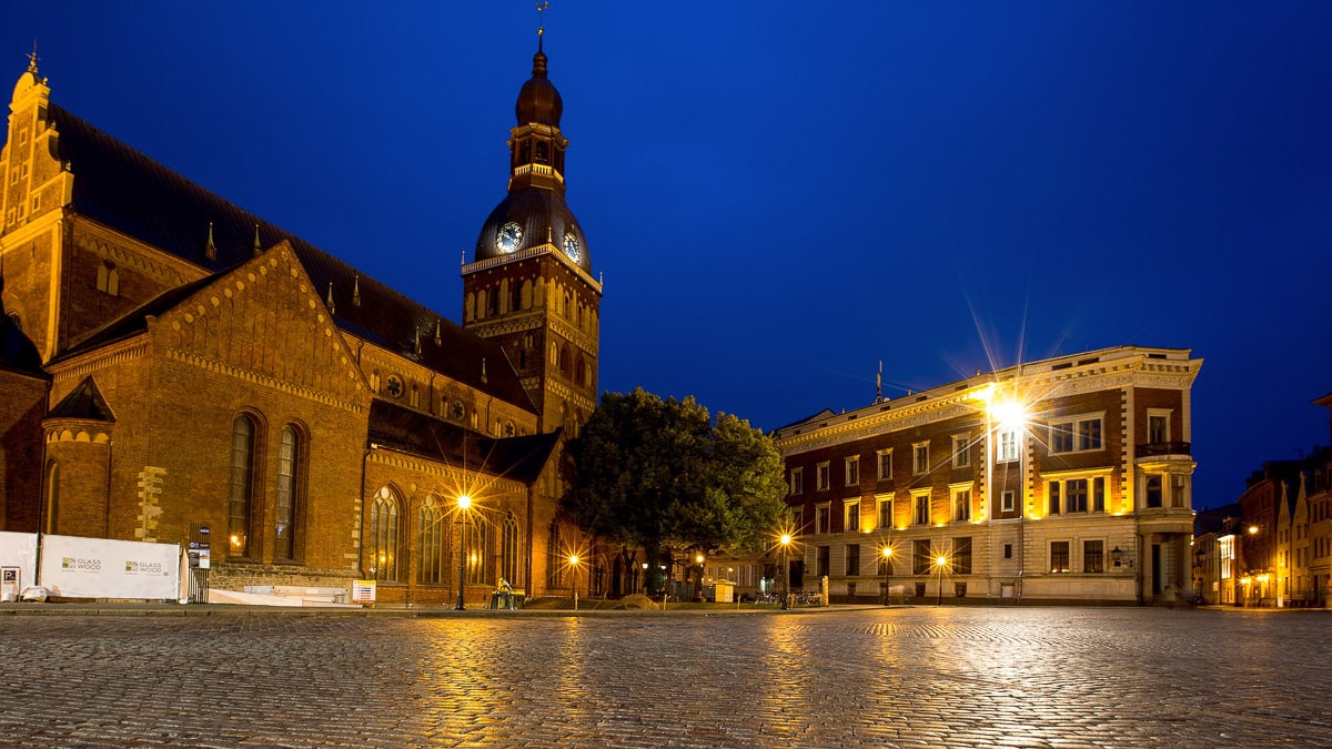 Riga old town at night