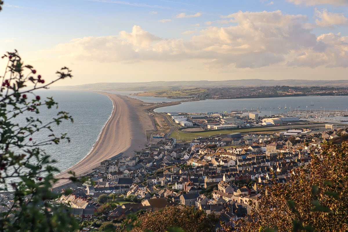 View over Chesil Beach from Portland