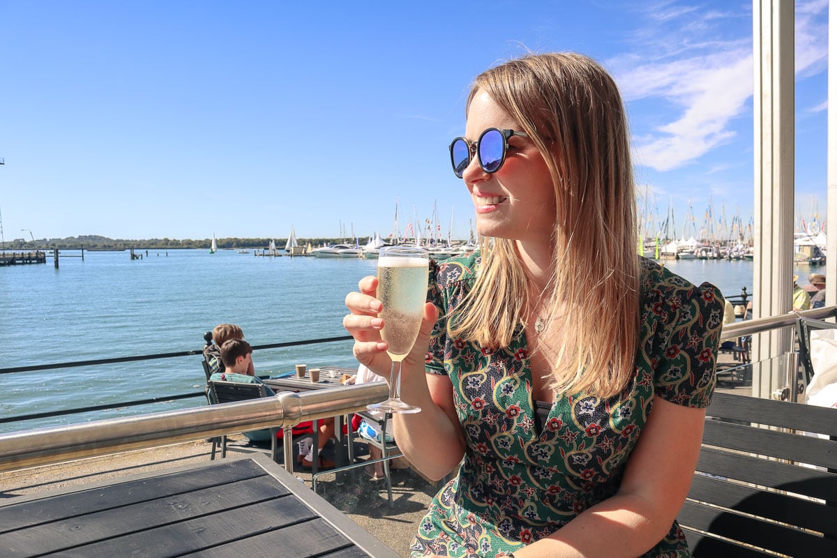 Sipping champagne at the Southampton International Boat Show