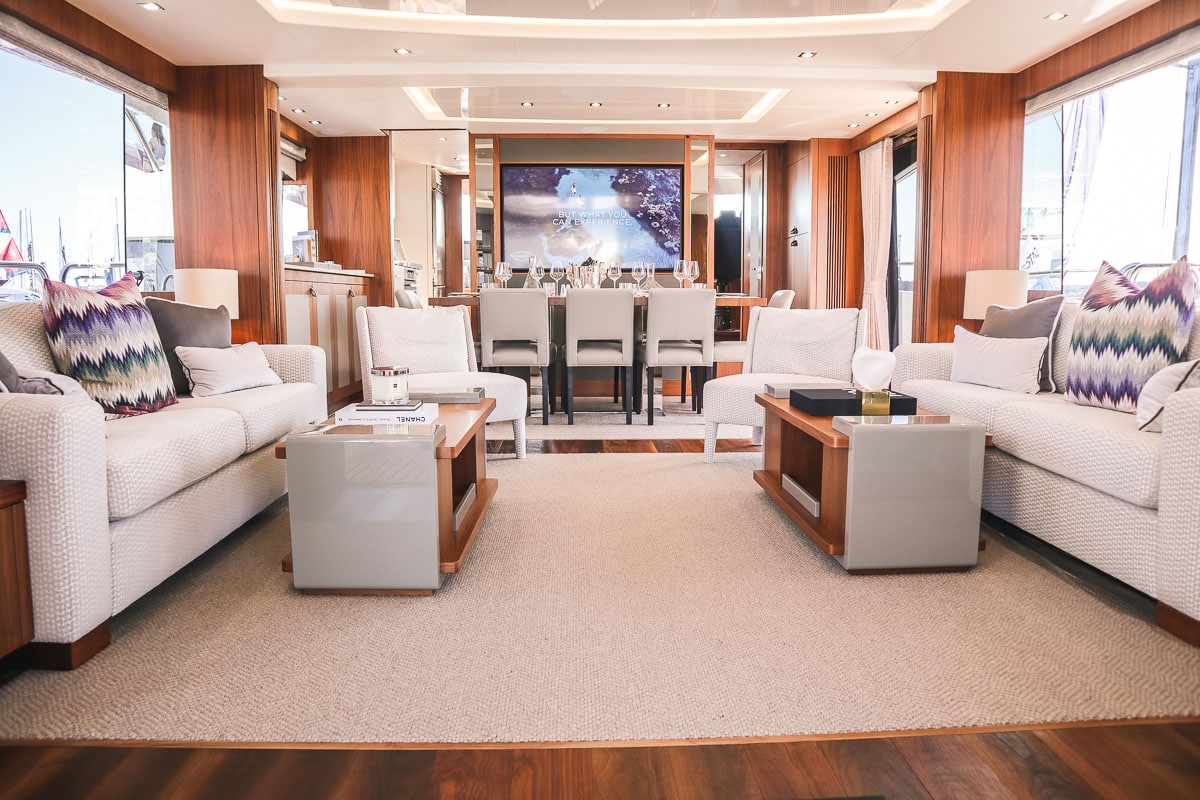 Interior of the Sunseeker 86 yacht