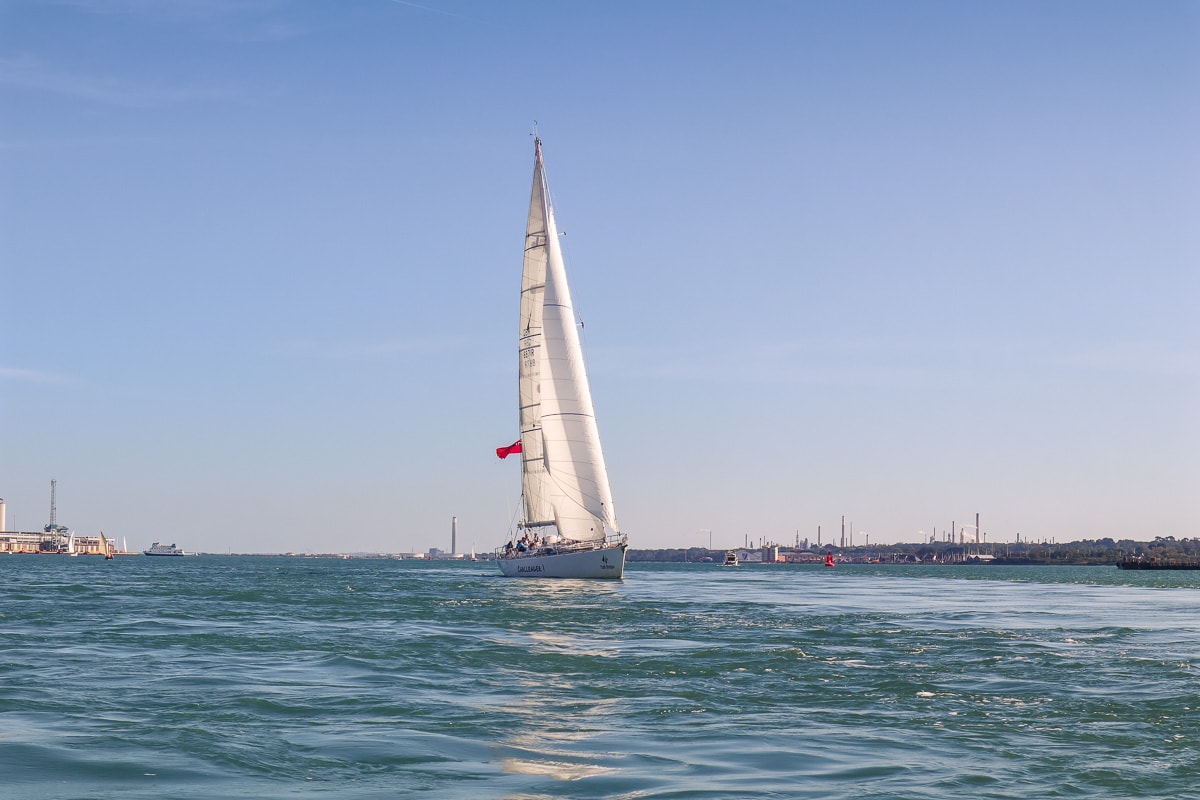 Beautiful yachts sailing in Southampton during the Boat Show