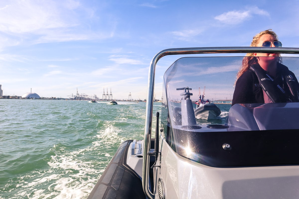 Speeding around Southampton on a RIB