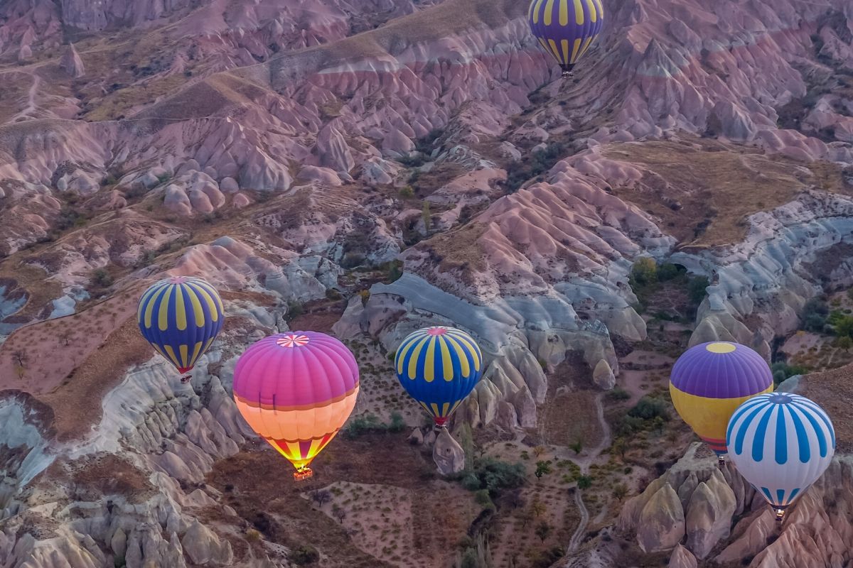 View from a hot air balloon flight in Cappadocia