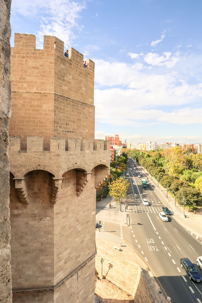 On one of the balconies at Torres de Serranos, Valencia