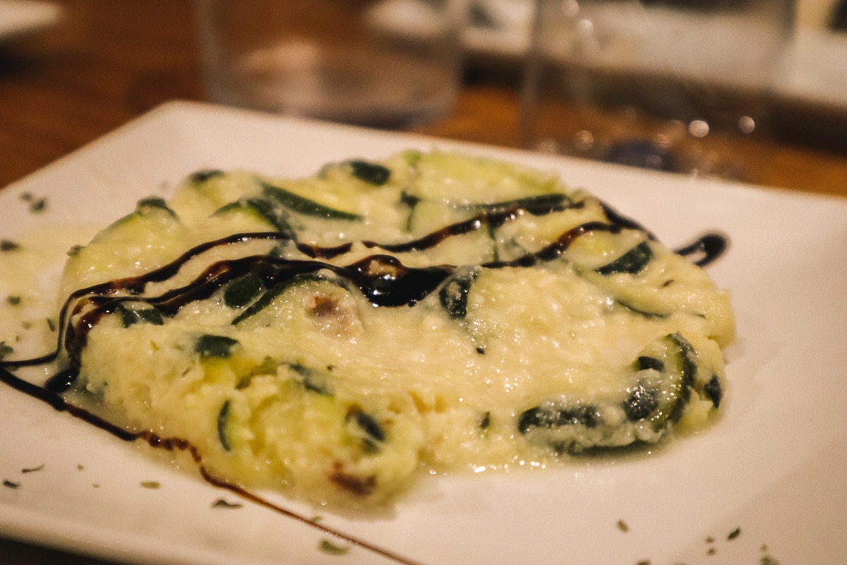 Scrambled egg with courgette and goats cheese