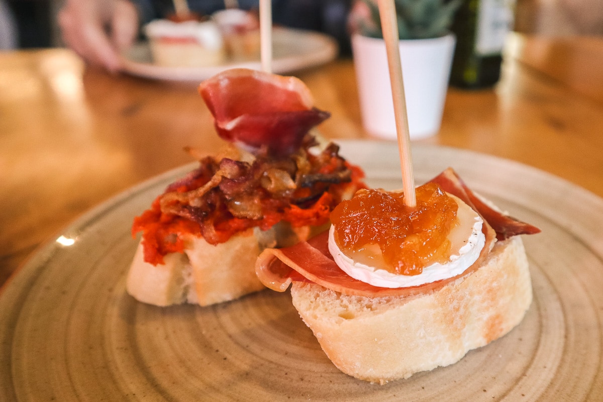 I chose these two tasty pintxos on our food tour of Valencia