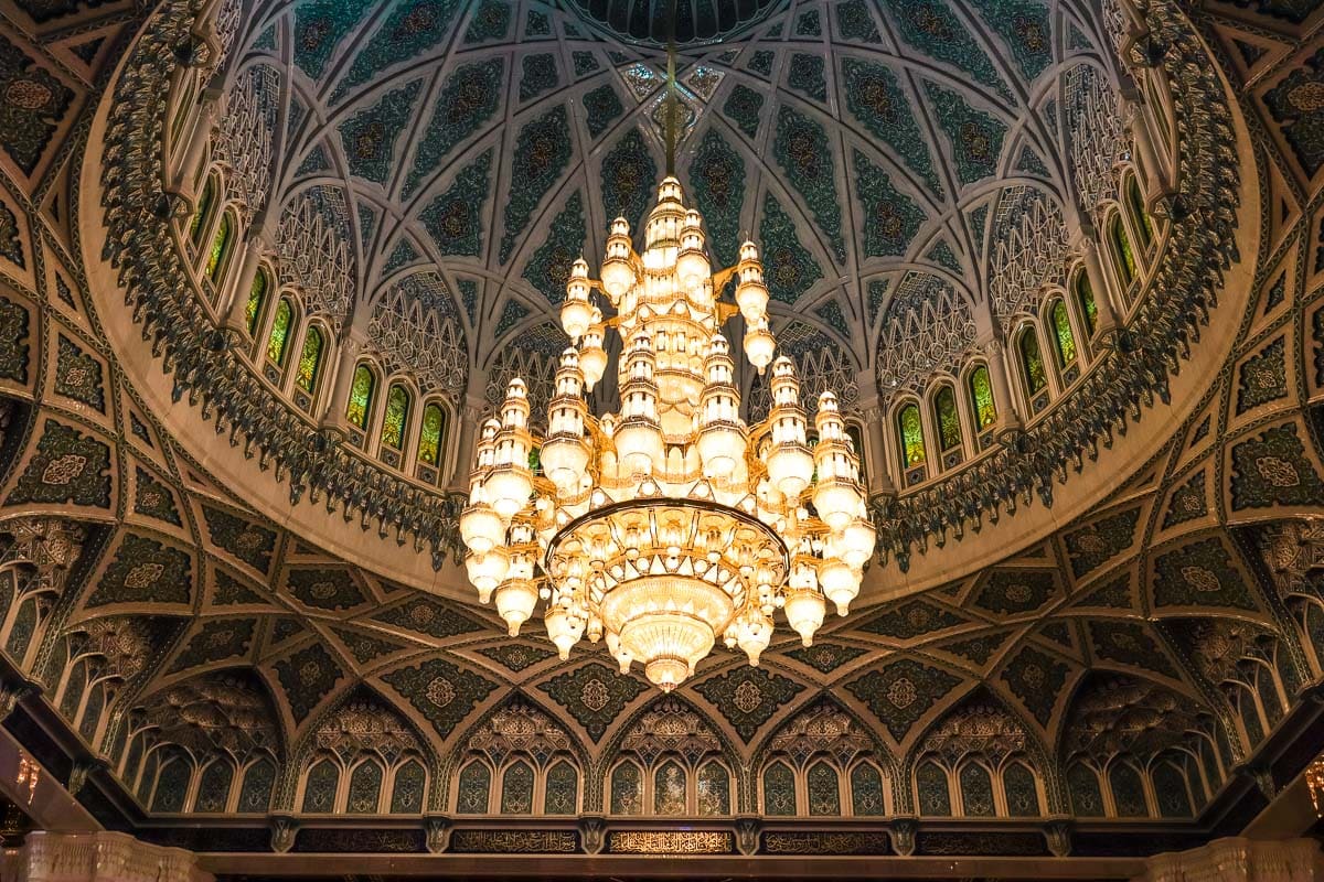 Chandelier in Sultan Qaboos Grand Mosque in Muscat