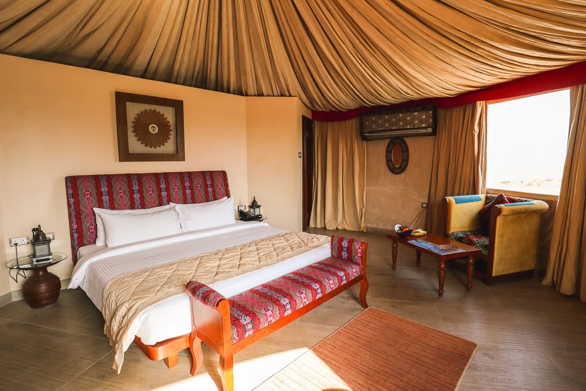 Inside our tent at Dunes by Al Nadha