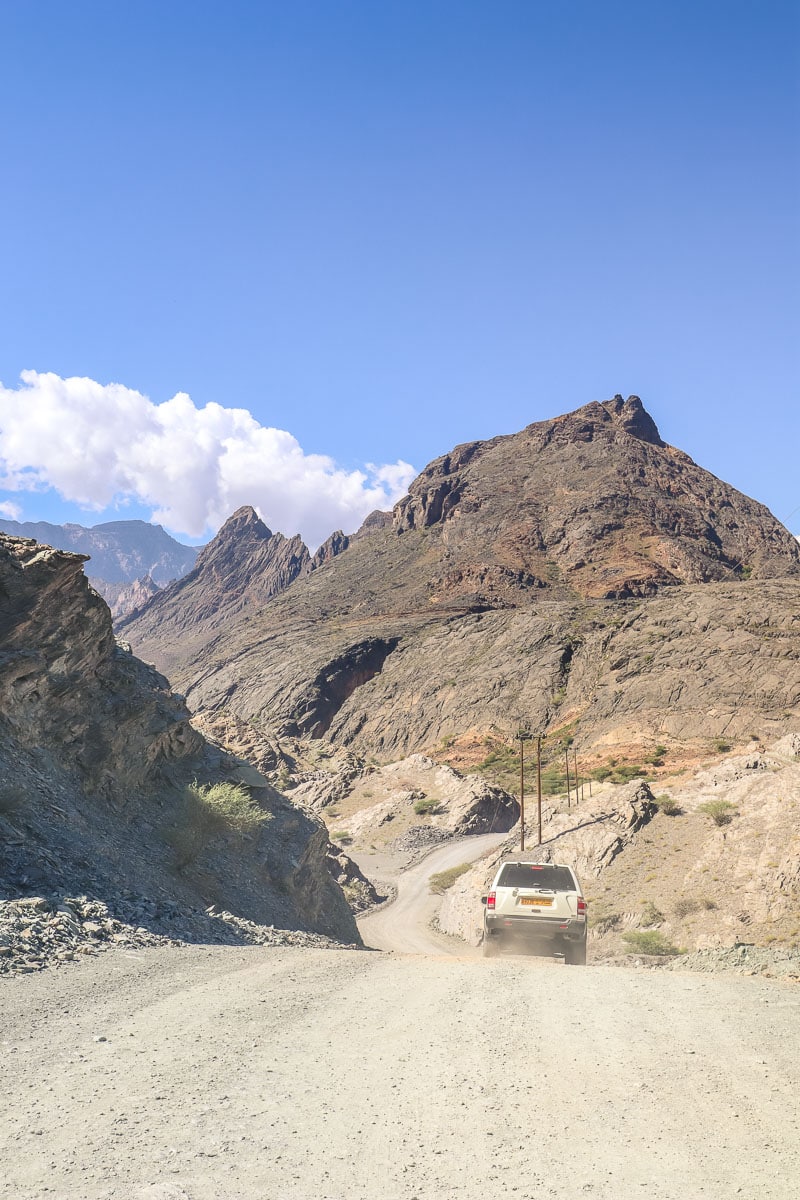 Driving through Wadi Bani Awf in Oman