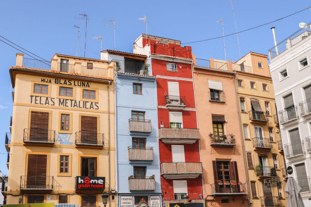 Colourful buildings in Valencia