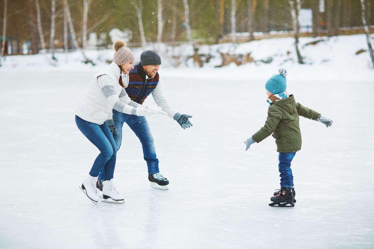 Ice skating in winter