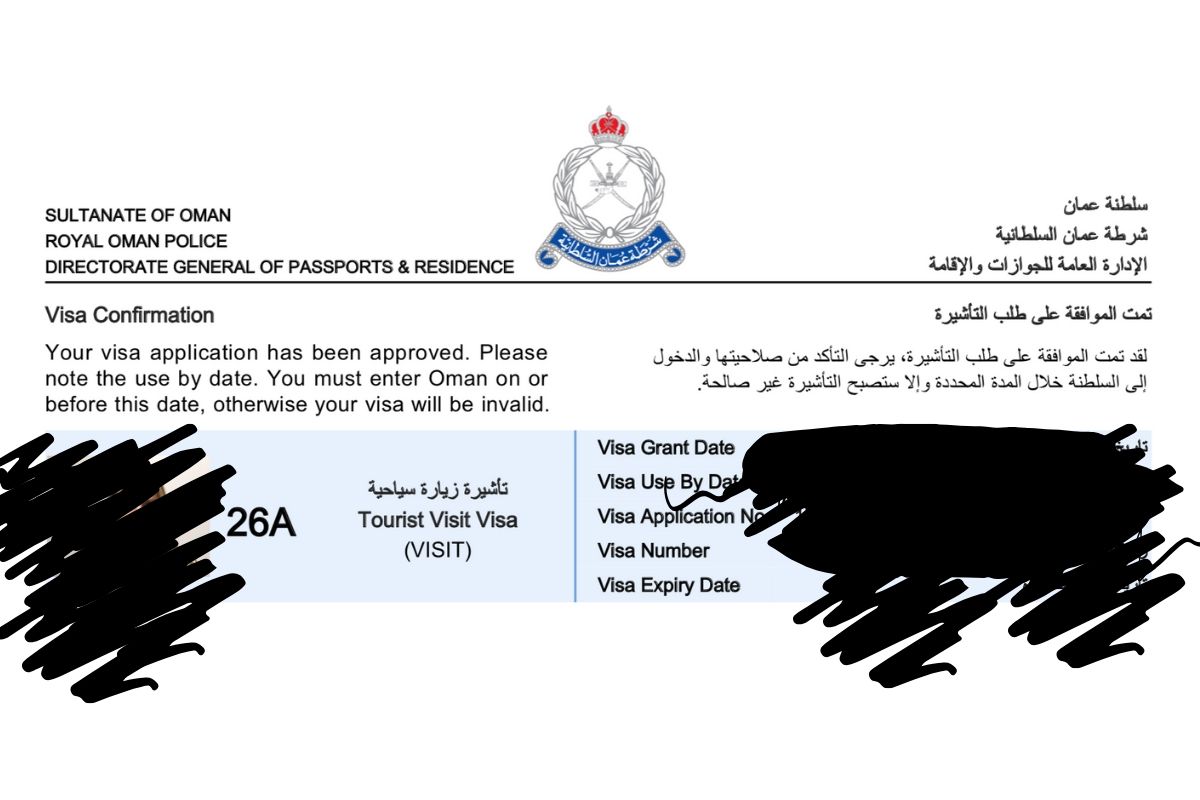 Oman Tourist Visa 26A