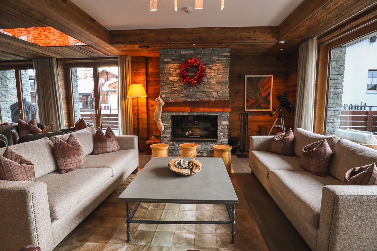 Cosy lounge at The Capra, Saas-Fee