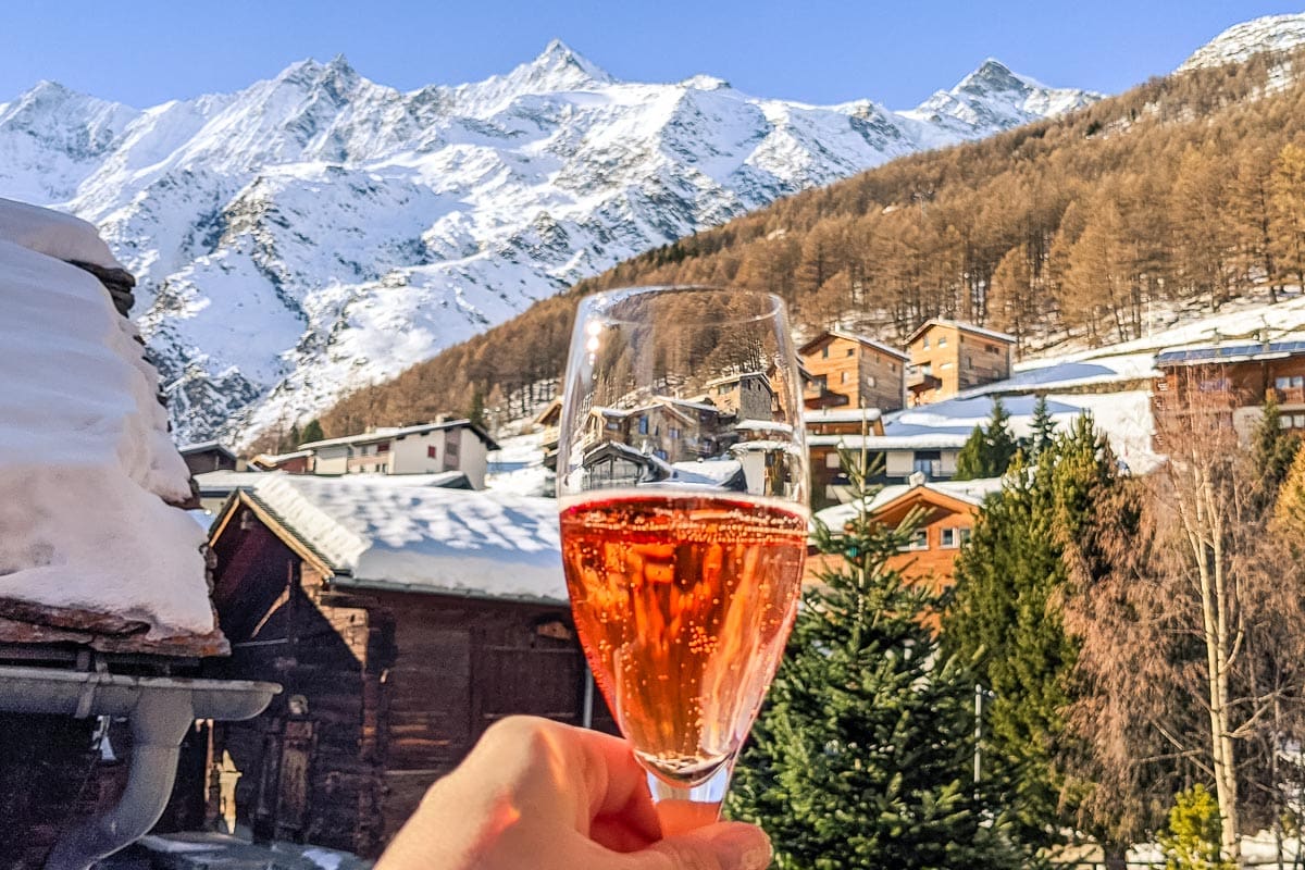 Champagne welcome at The Capra, Saas-Fee