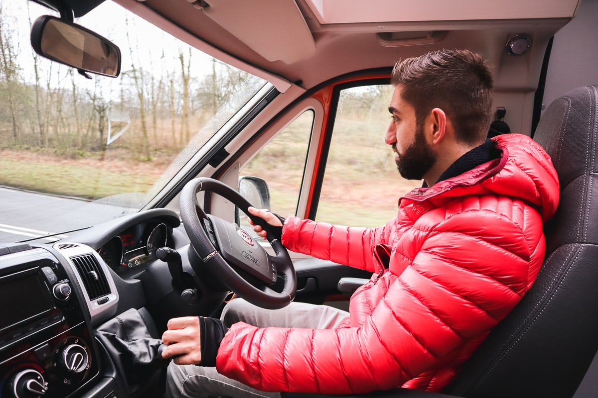 Macca driving our Adria van