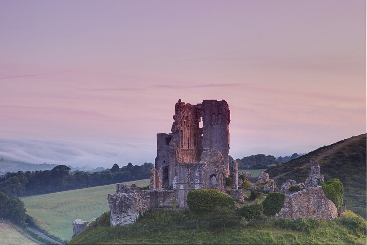 Winter sunset at Corfe Castle, Dorset