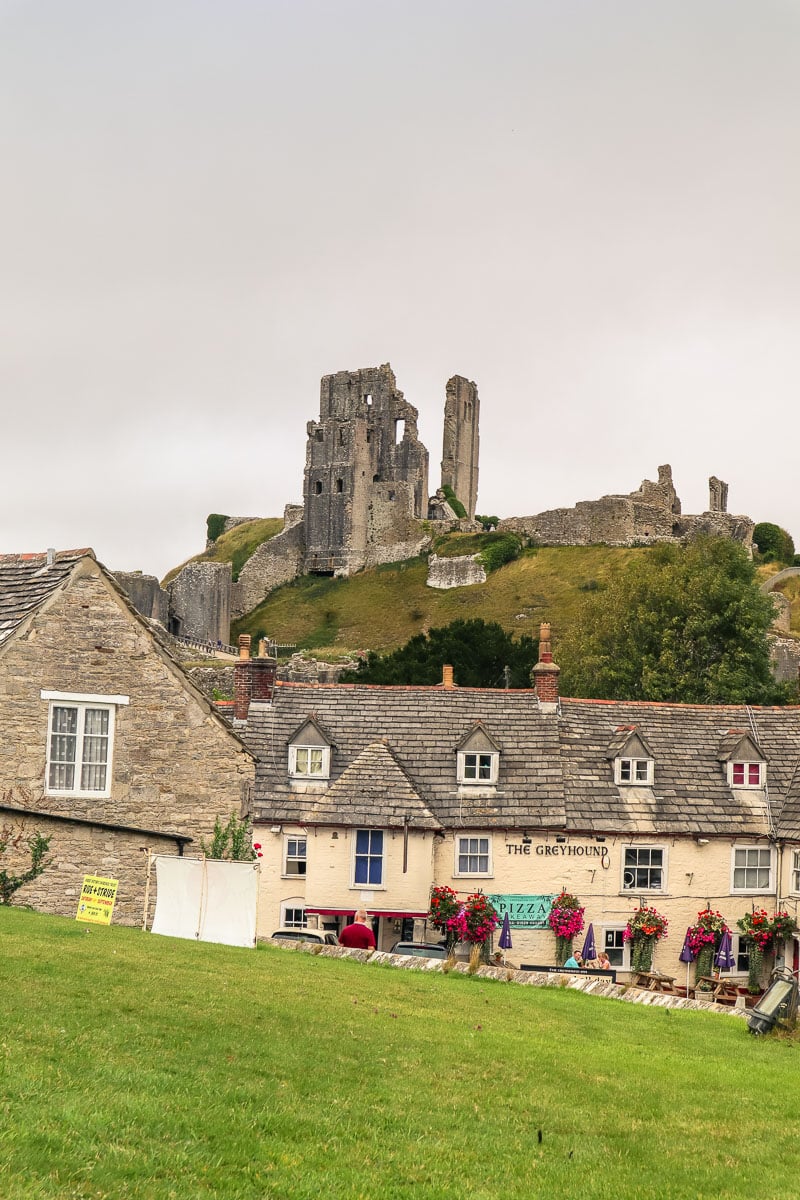 Corfe Castle village and ruins