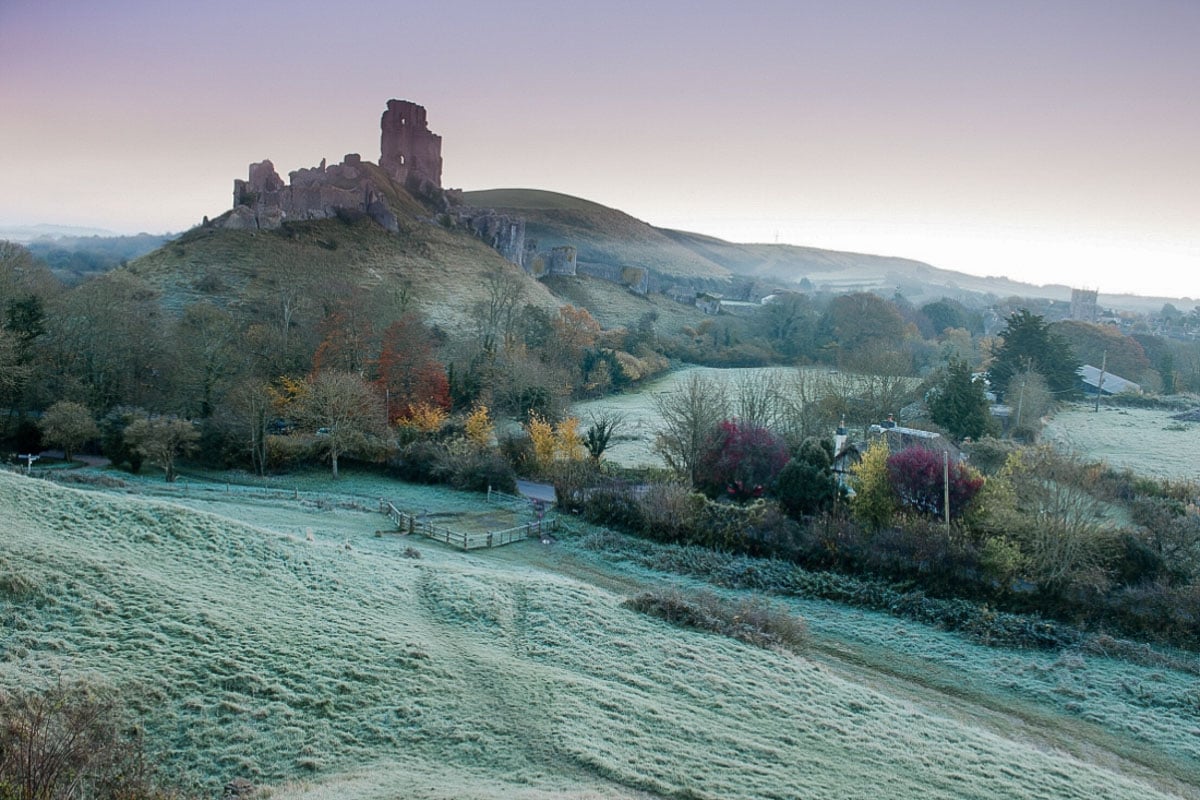 Frosty morning at Corfe Castle, Dorset