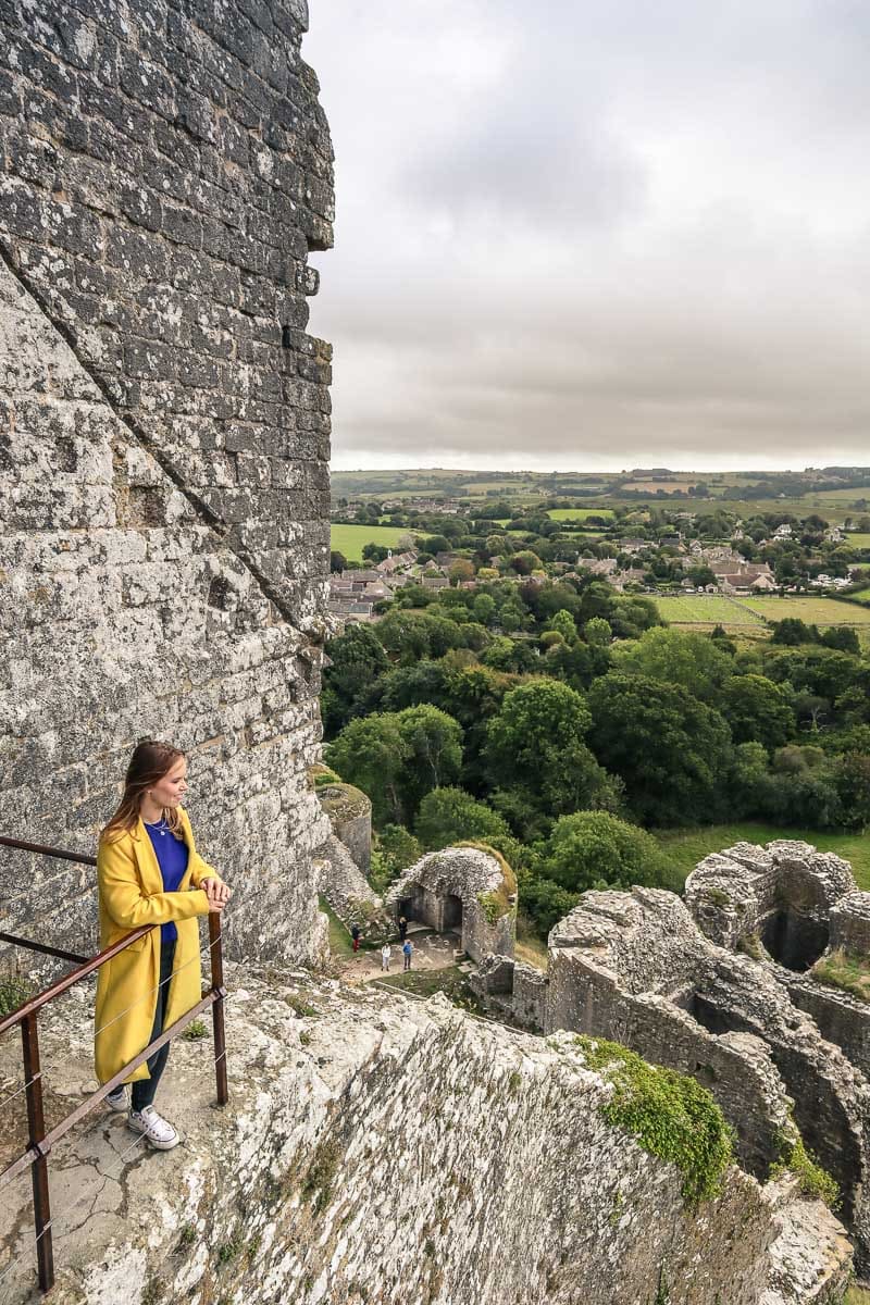 Looking out from Corfe Castle, Dorset