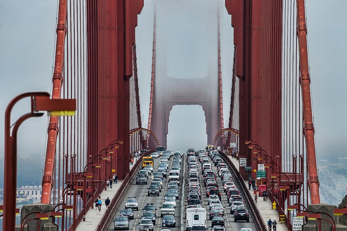 Traffic on Golden Gate Bridge, San Francisco