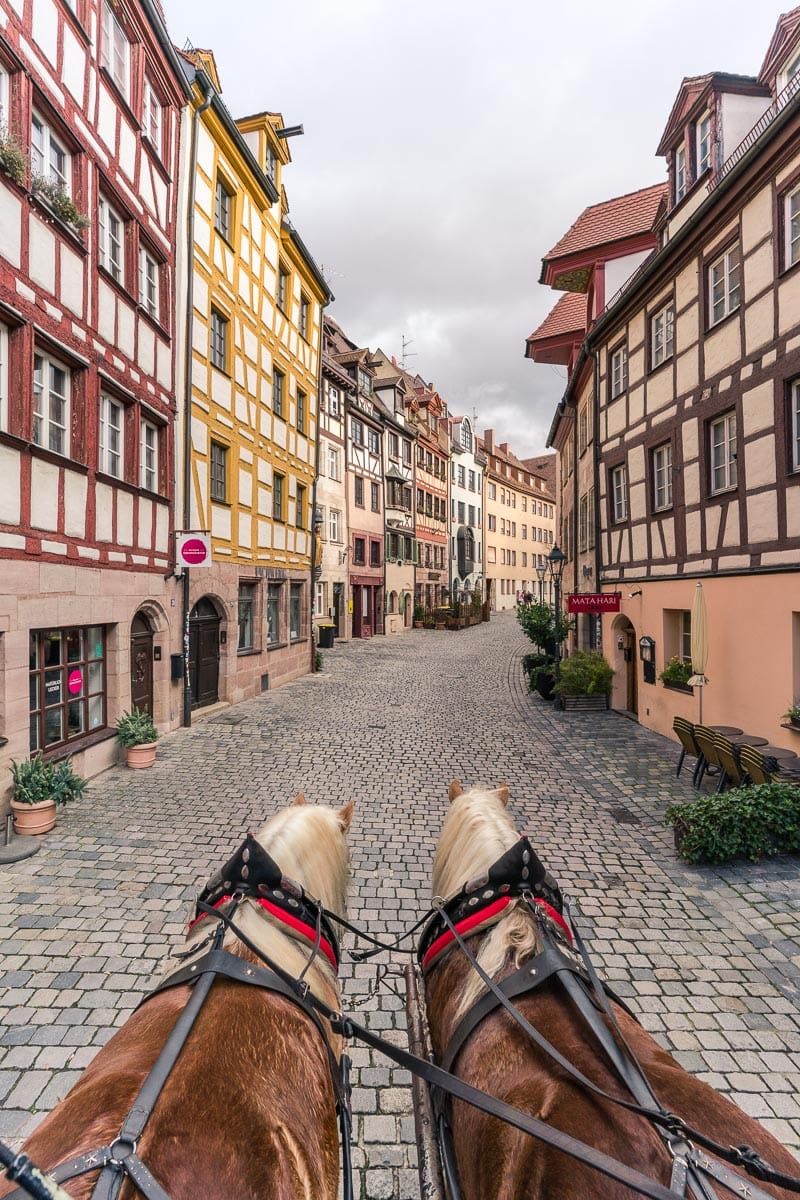 Mail coach trip down Weissgerbergasse, Nuremberg