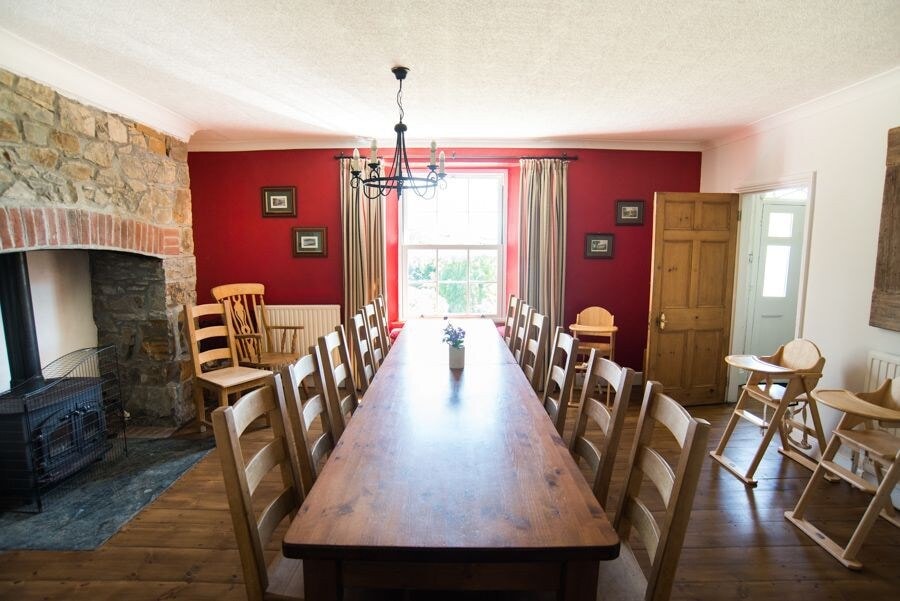 Dining area at Northcott Farmhouse, Cornwall