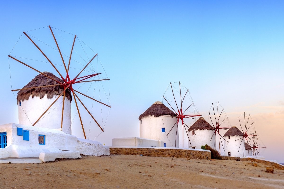 The famous windmills in Mykonos