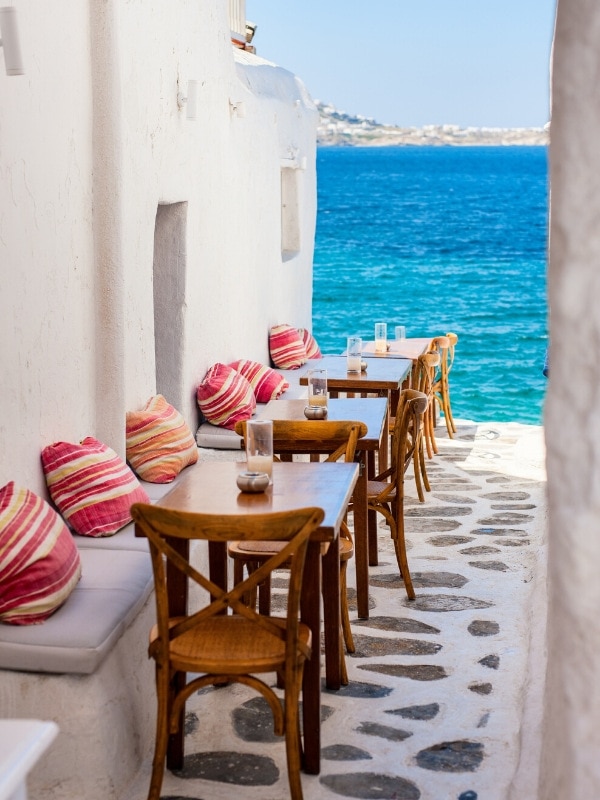 Romantic streets in Mykonos, Greece