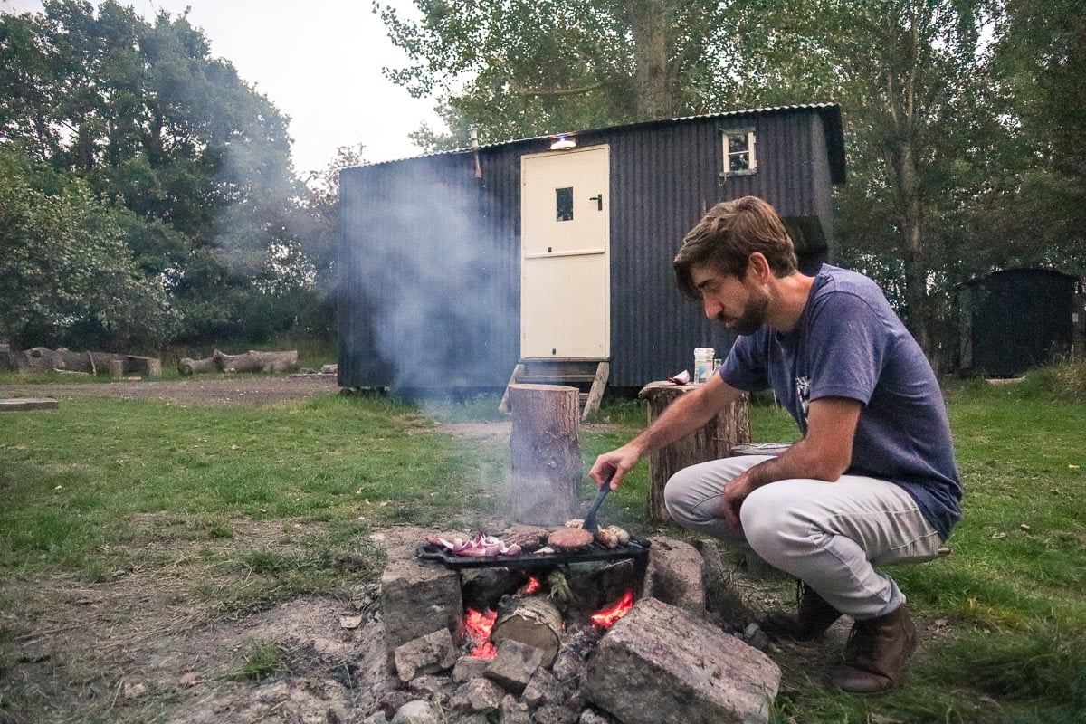 BBQ time at our shepherd's hut