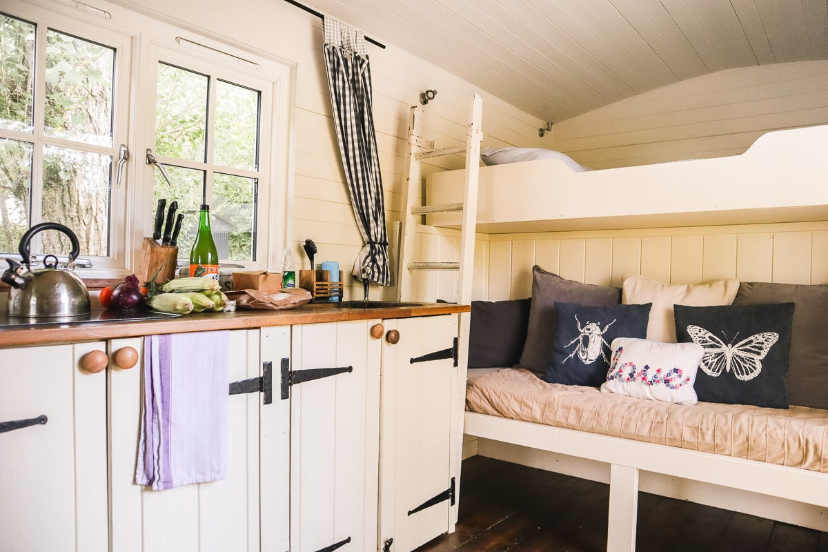 Inside our shepherd's hut at The Original Hut Company, Bodiam