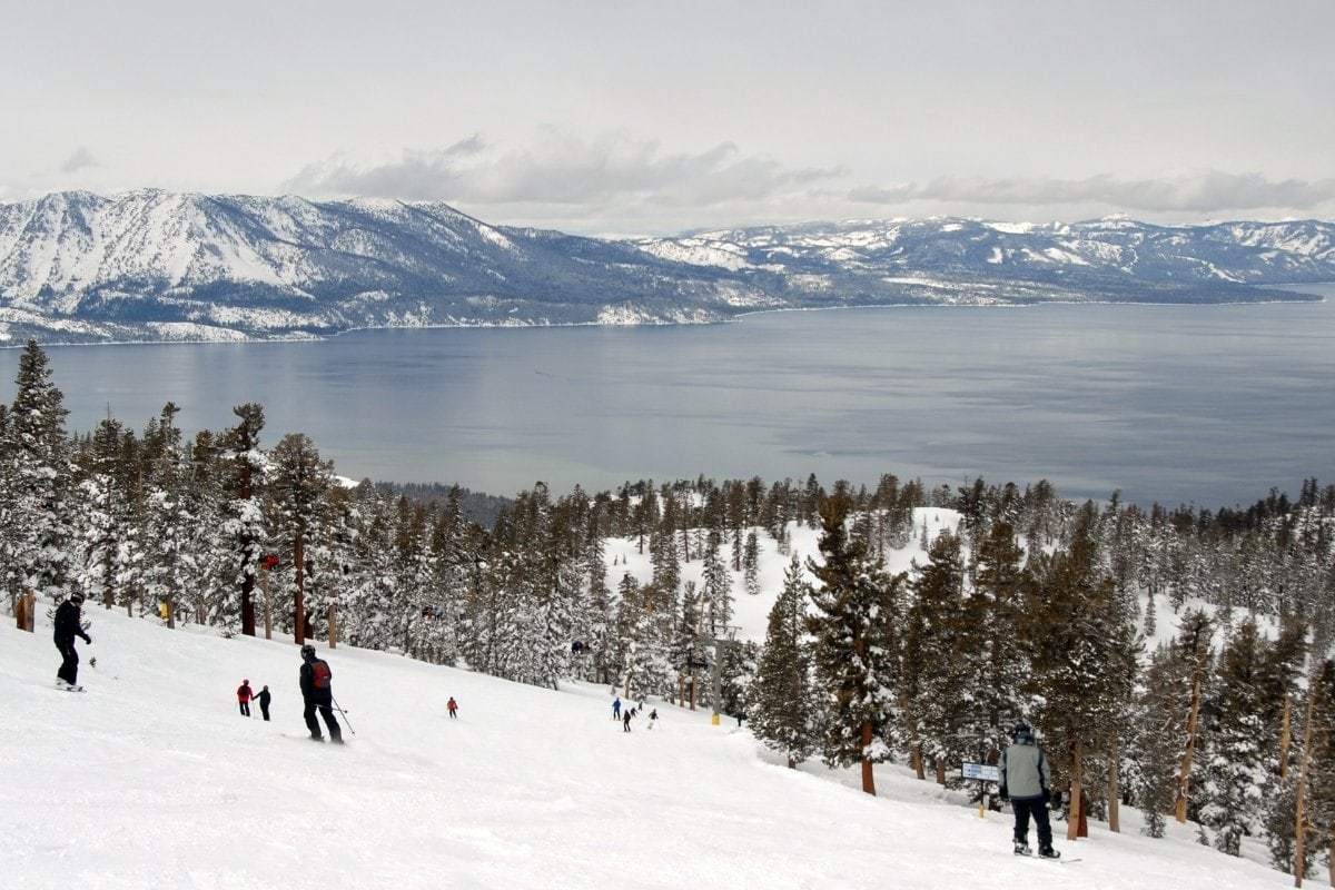 Skiing in Lake Tahoe in winter