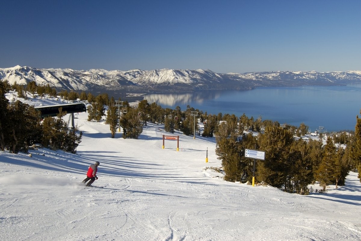 Skiing in Lake Tahoe in winter