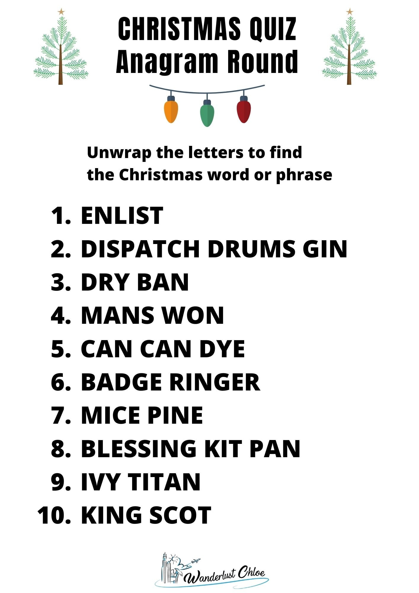 Christmas Picture Quiz - Christmas Anagram Round