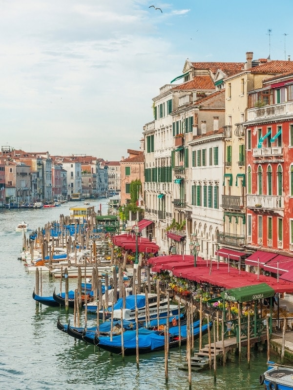 Gondolas on the canals in Venice