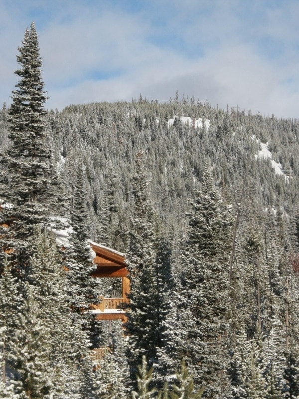 Snowy views in winter in Big Sky, Montana